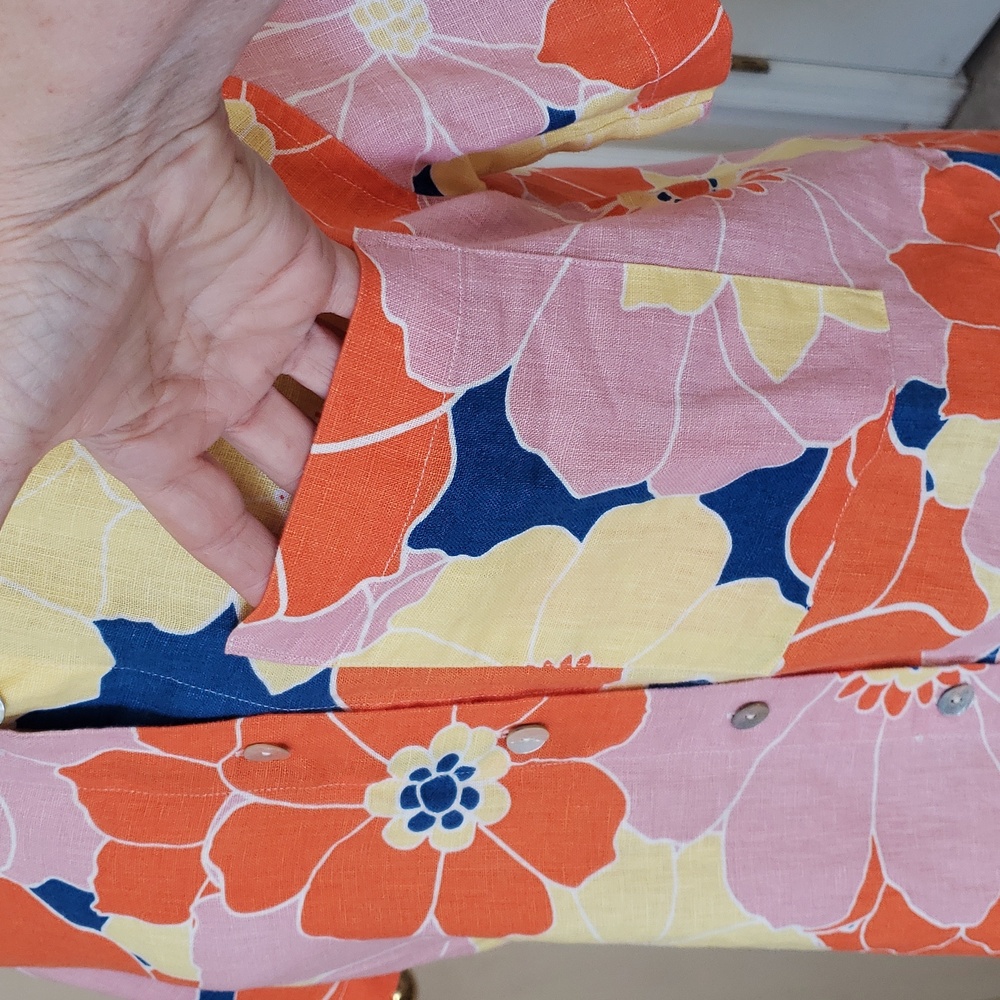 RAILS MacKinley Top Flower Power Pink Yellow Orange Blue Linen - Picture 14 of 17